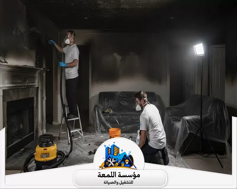 شركة تنظيف منازل بعد الحريق بالرياض والخرج 0565283428 شركة اللمعة تنظيف وإزالة آثار الحريق من الجدران والأسقف. يتم شفط السناج ومسح الأسطح، مع تغطية الأثاث لحمايته.